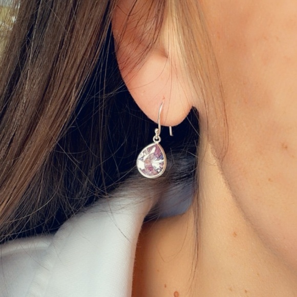 Sterling Silver Crystal Gemstone Drop Earrings - Picture 12 of 14